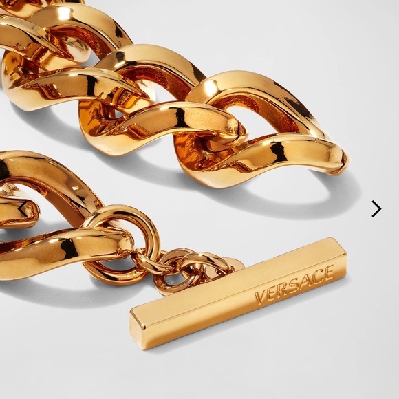 NEW Versace Greca Link Gold Chain Necklace w/ Double Medusa Head Pendant 17” - Picture 3 of 6